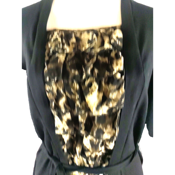 Chico's Women's Sweater Size 1 Medium Black Leopard Print Ruffle Quarter Sleeve - Picture 2 of 7